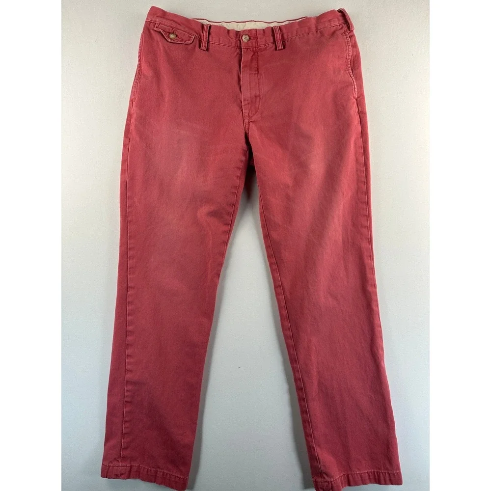Vtg Polo Ralph Lauren Slim GI Fit Pants 36/32 Red Cotton Chinos Preppy Old Money